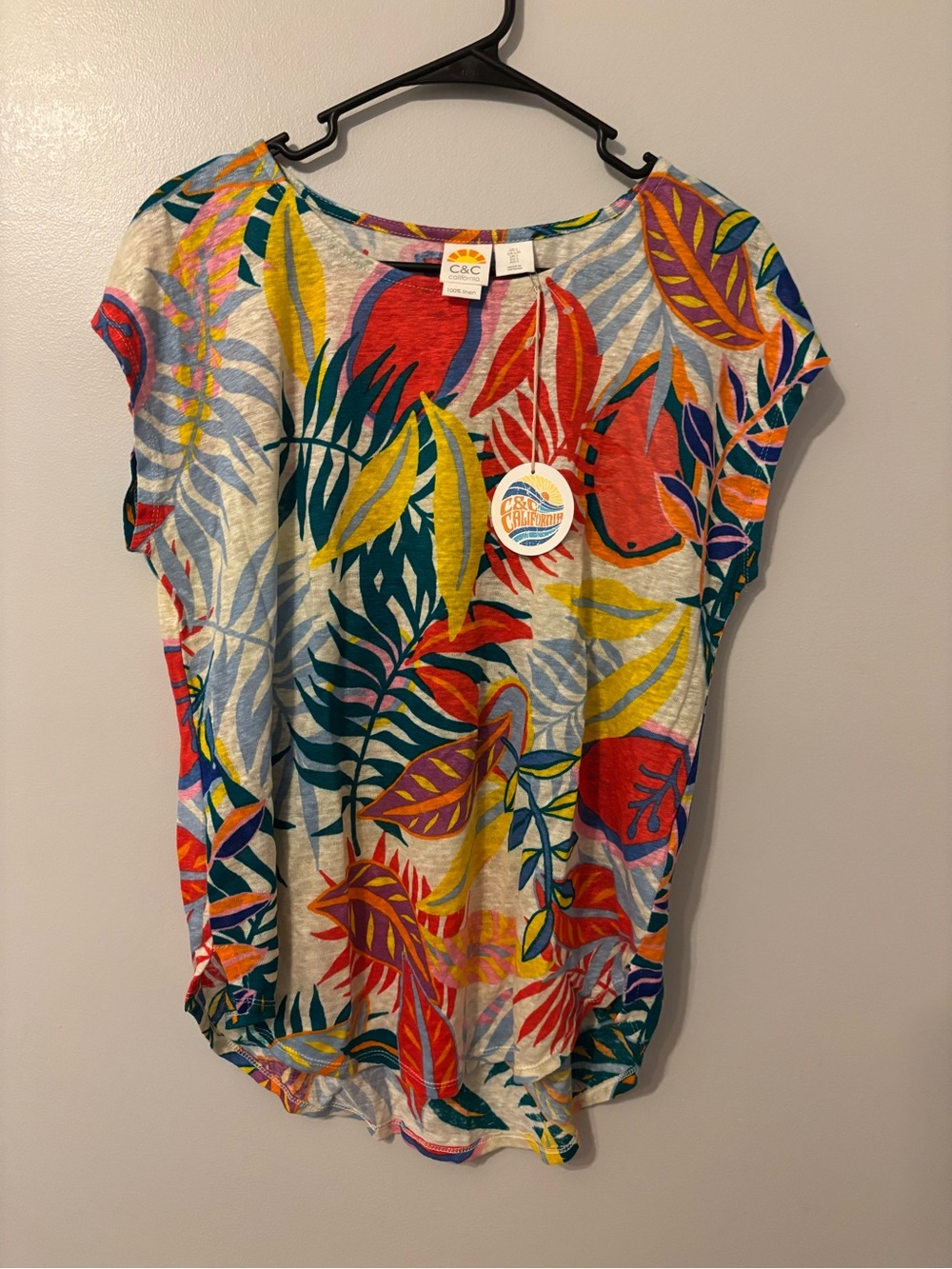 C&C California Multicolor Tropical Print Women's Top